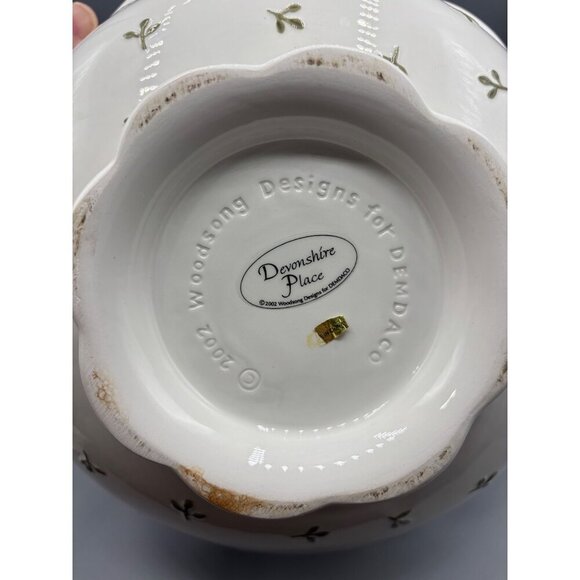 Vtg 2002 Devonshire Place Woodsong Demadco Ceramic Scalloped Serving Bowl - Picture 4 of 6